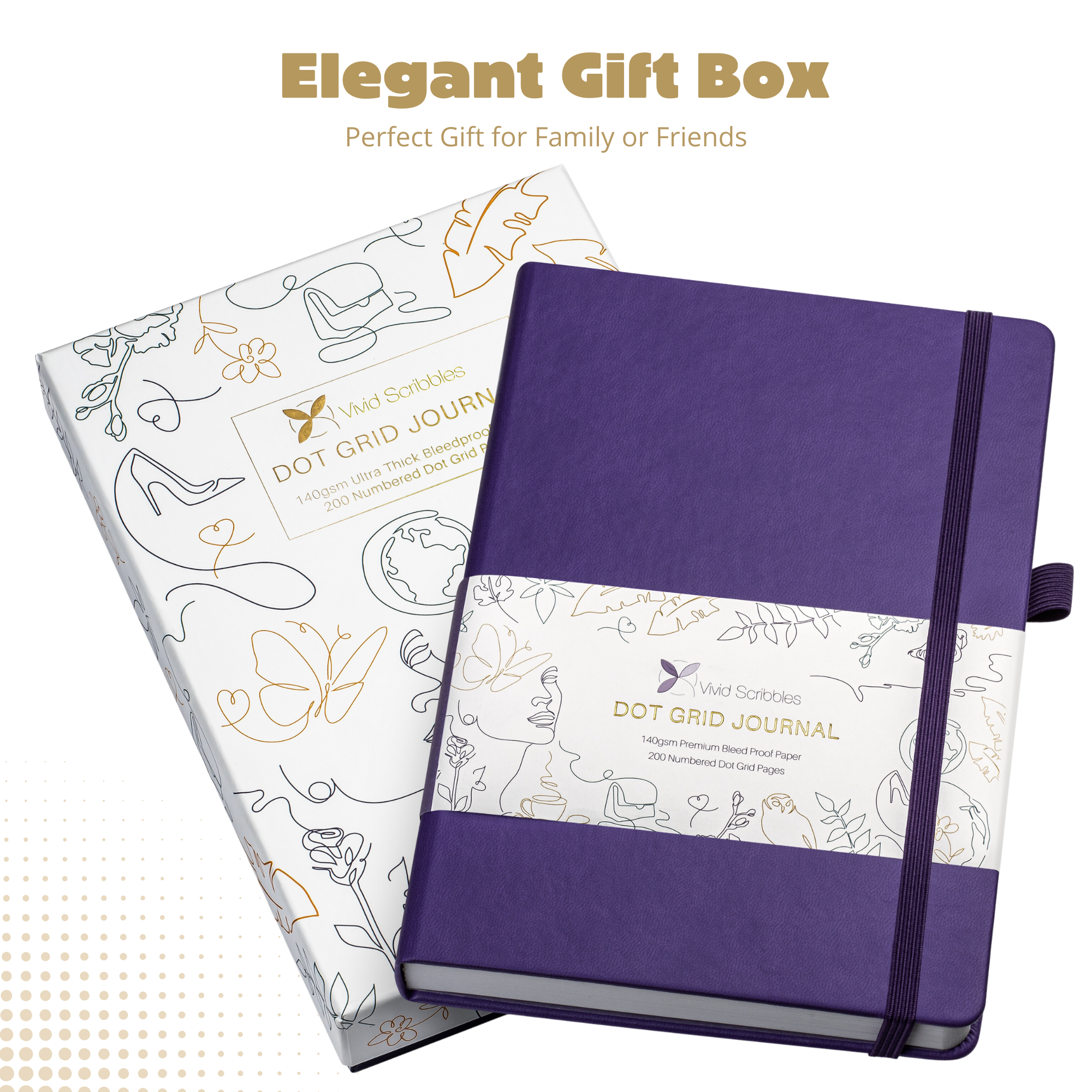 A5 Classic Purple Dot Grid Notebook