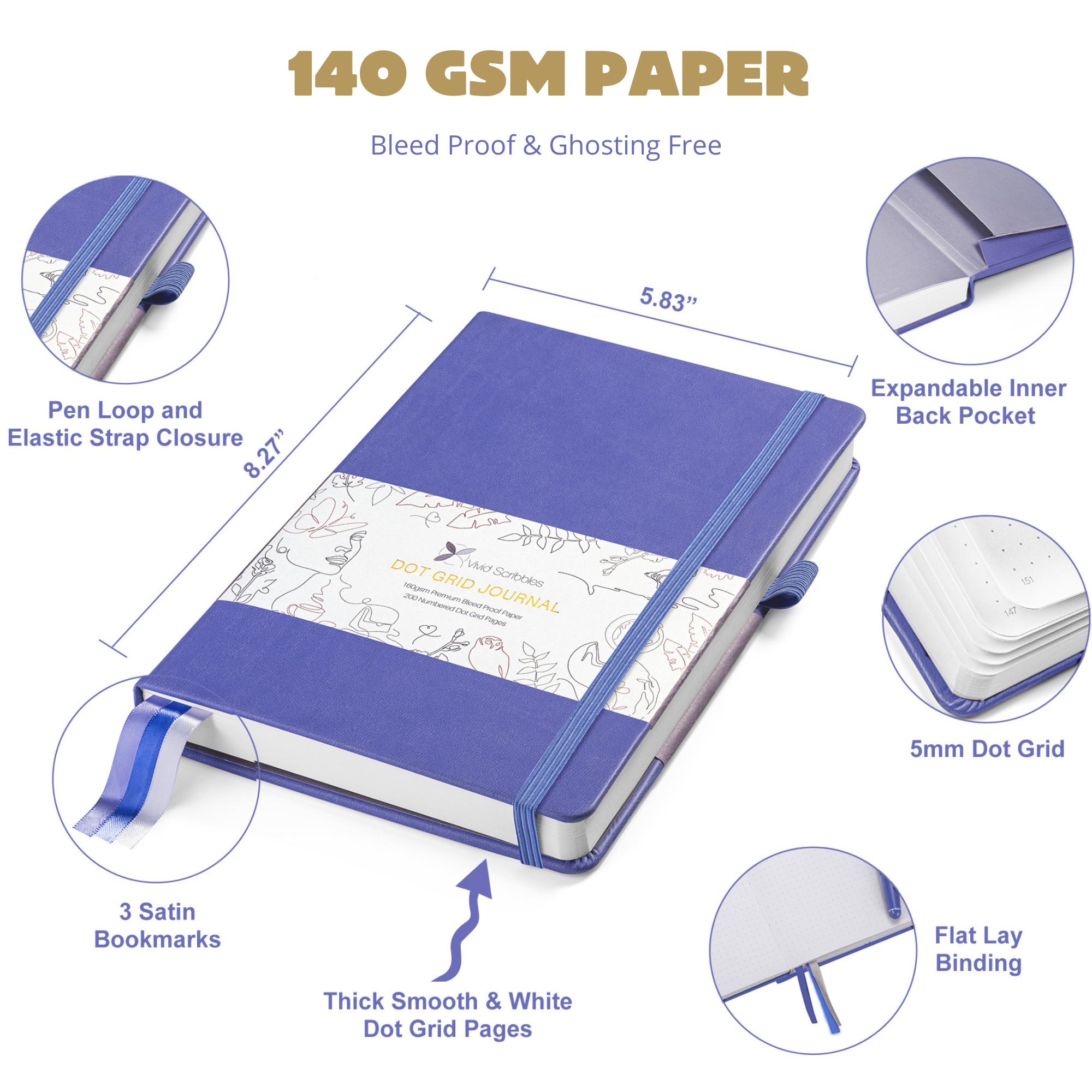 A5 Classic Lilac Dot Grid Notebook