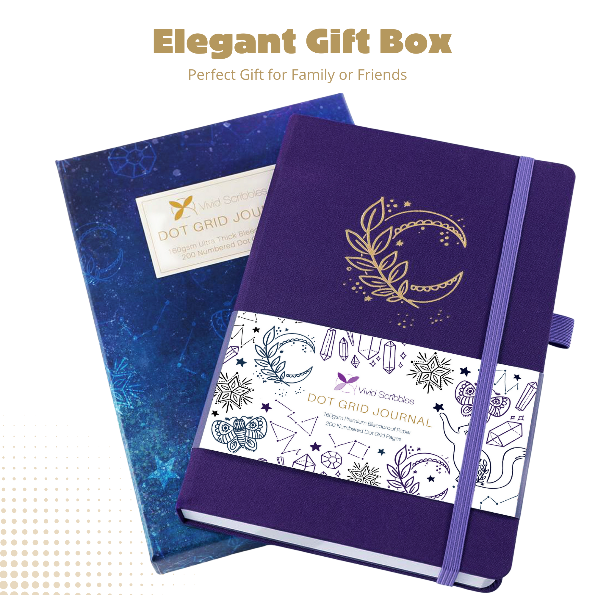 A5 Moonlight Whispers Luxury Dot Grid Journal