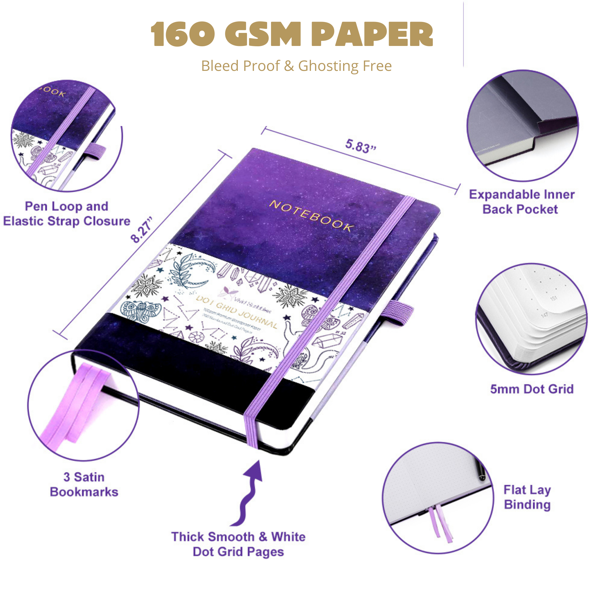 A5 Cosmic Dream Luxury Dot Grid Journal