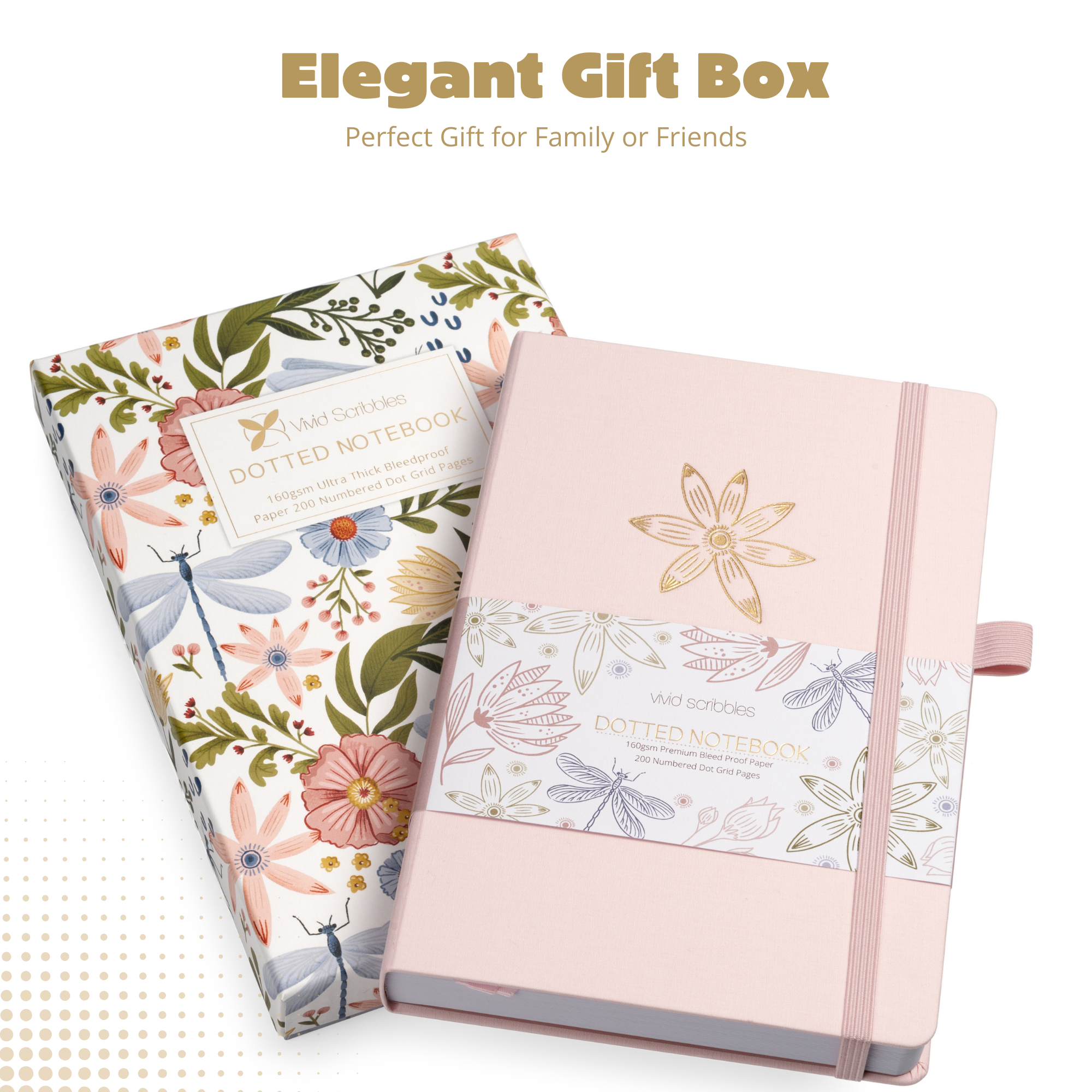 A5 Dragonfly Meadows Luxury Dot Grid Journal