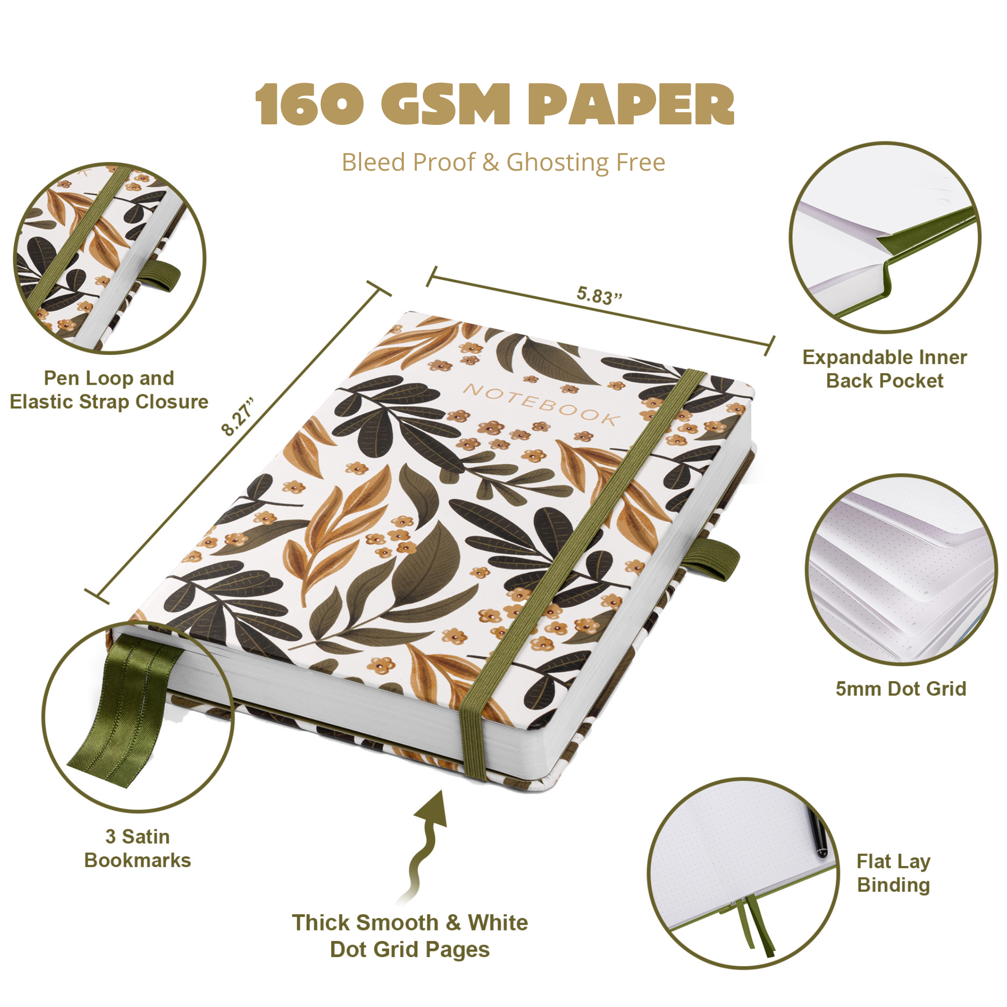A5 Falling Foliage Hardcover Dot Grid Journal
