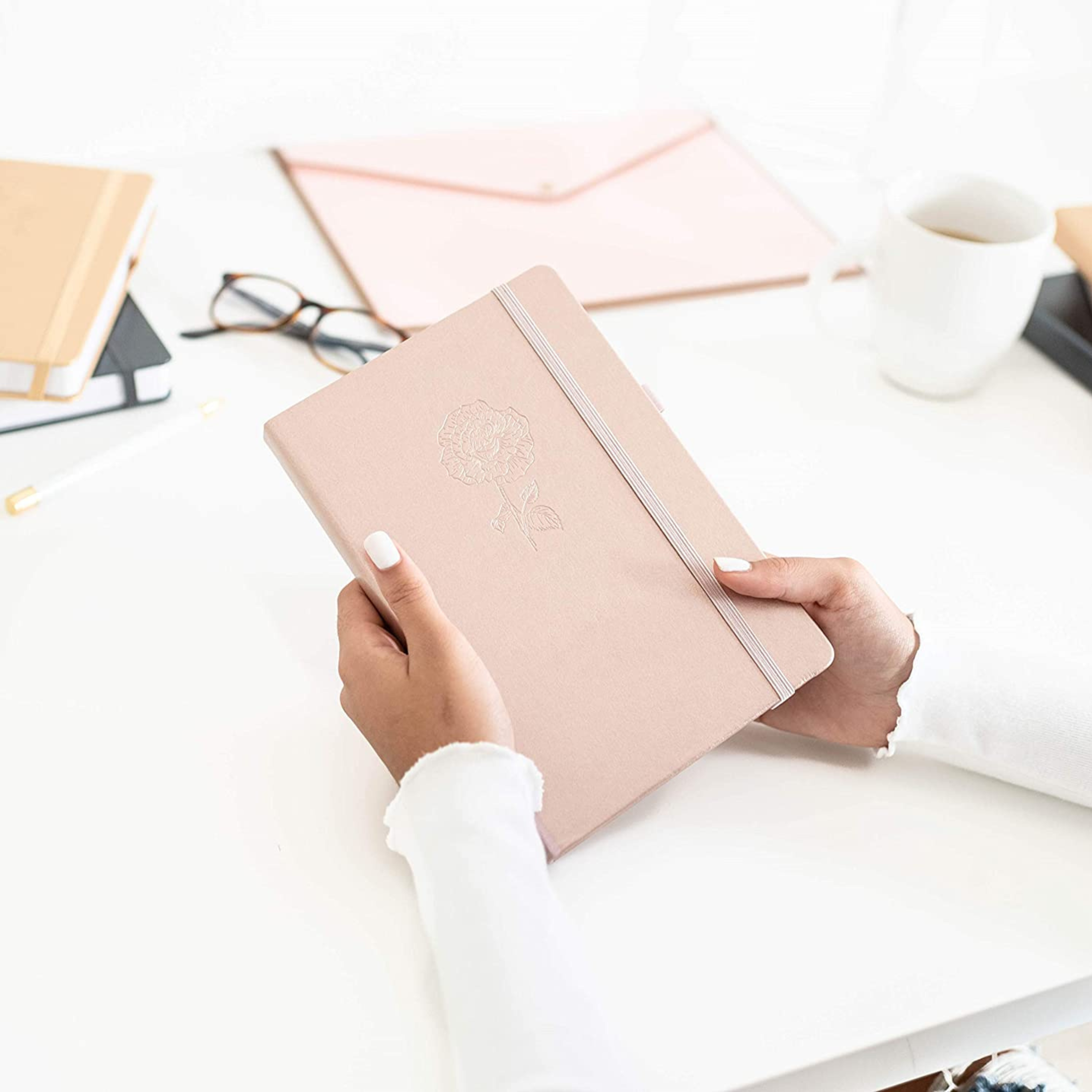 A5 Shimmering Rose Garded Dotted Journal
