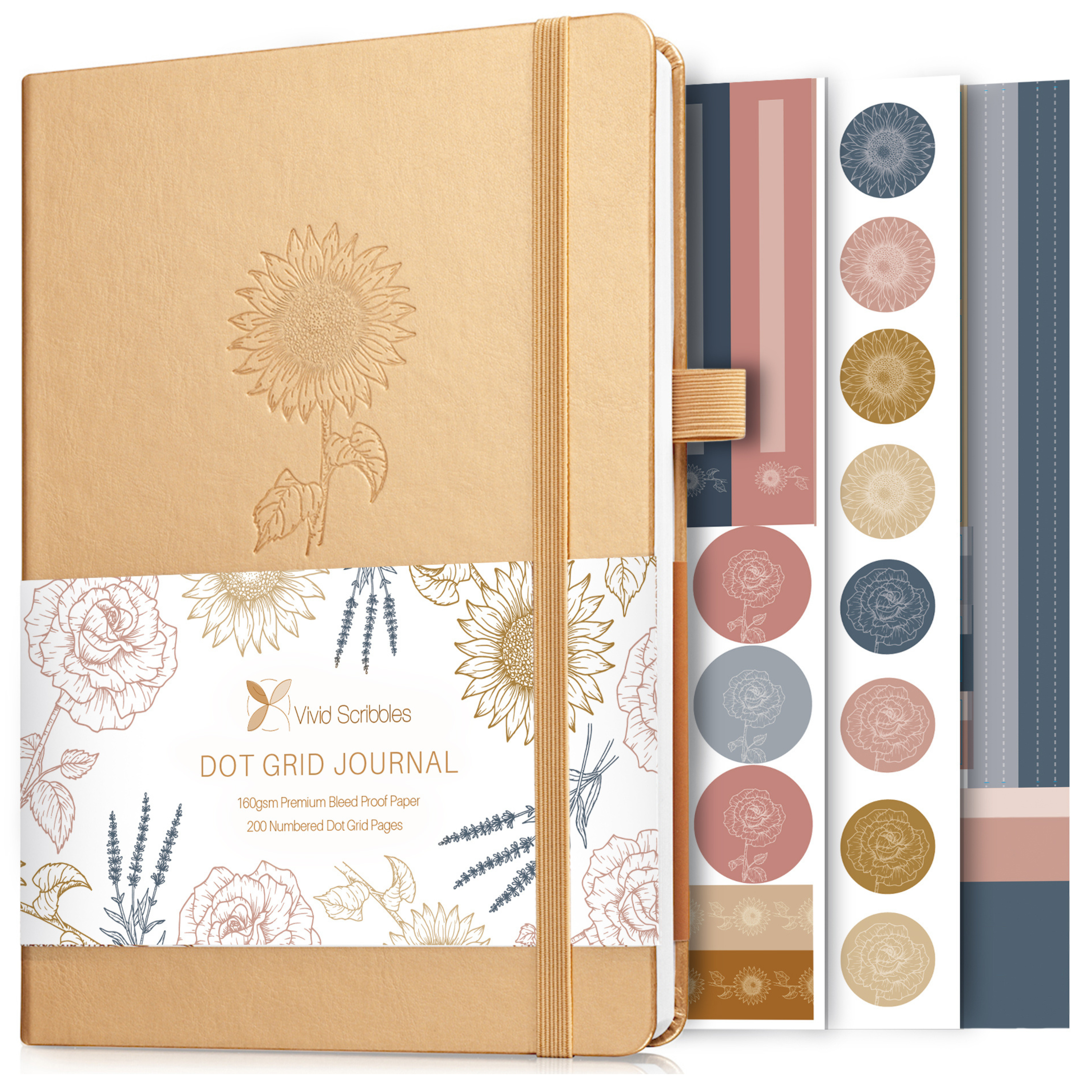 A5 Gleaming Sunflower Dotted Notebook