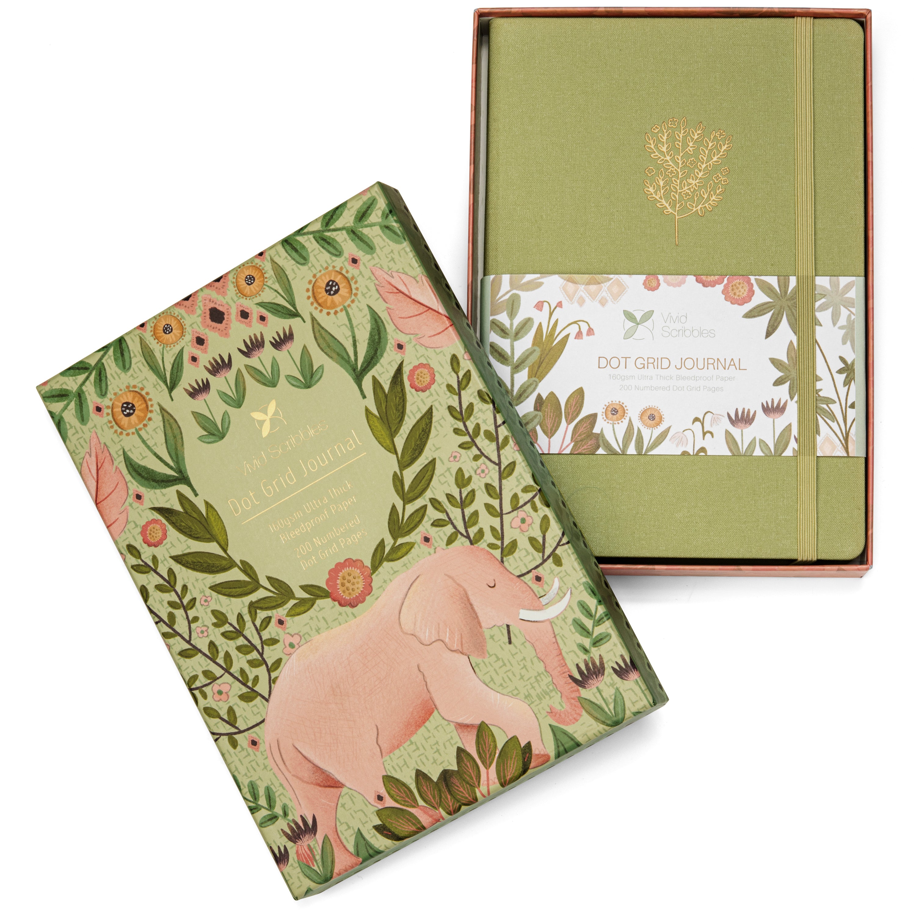 A5 Sage Blossom Luxury Dot Grid Journal