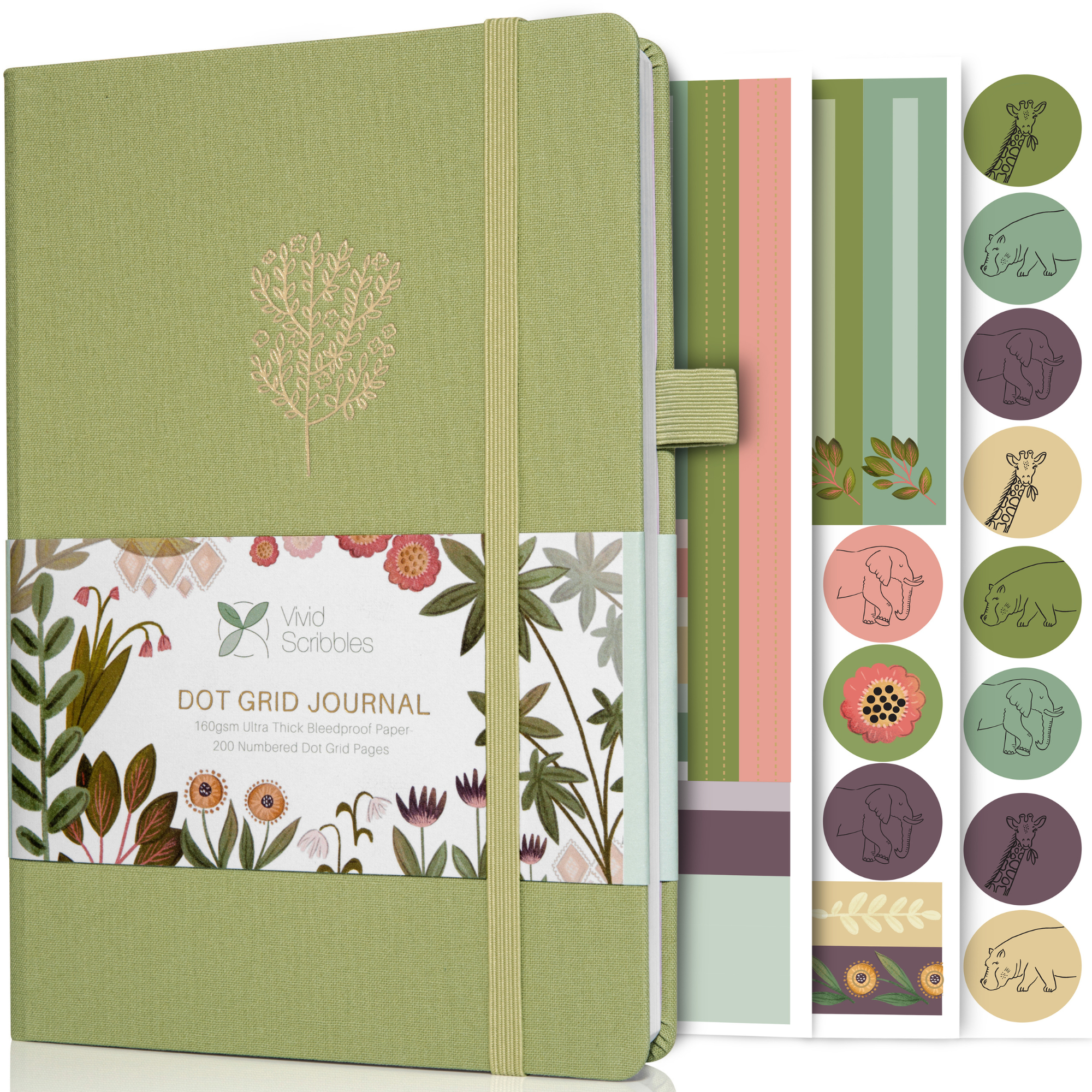 A5 Sage Blossom Luxury Dot Grid Journal