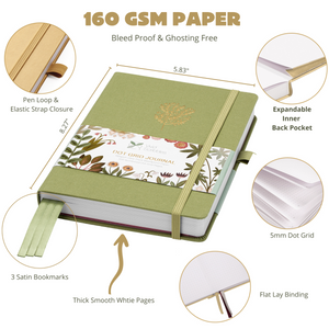 A5 Sage Blossom Luxury Dot Grid Journal