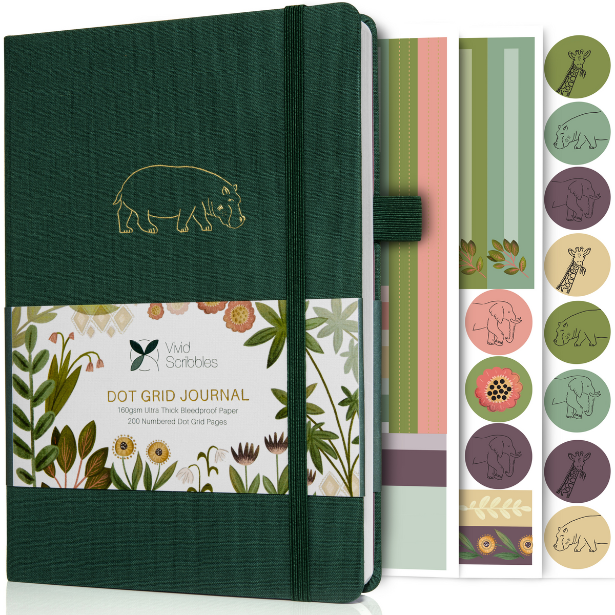 A5 Hippo Haven Luxury Dot Grid Journal – Vivid Scribbles