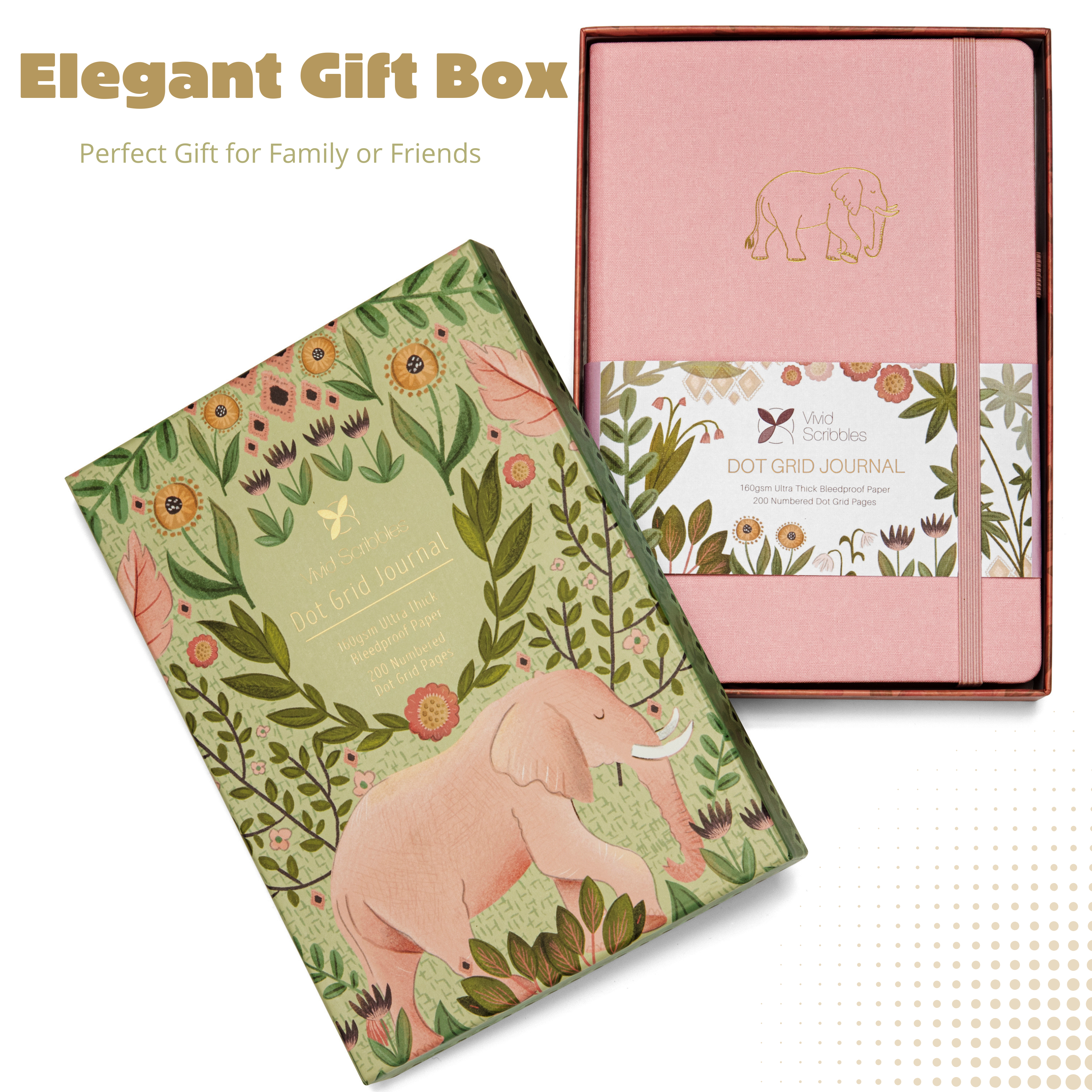 A5 Golden Elephant Luxury Dot Grid Journal