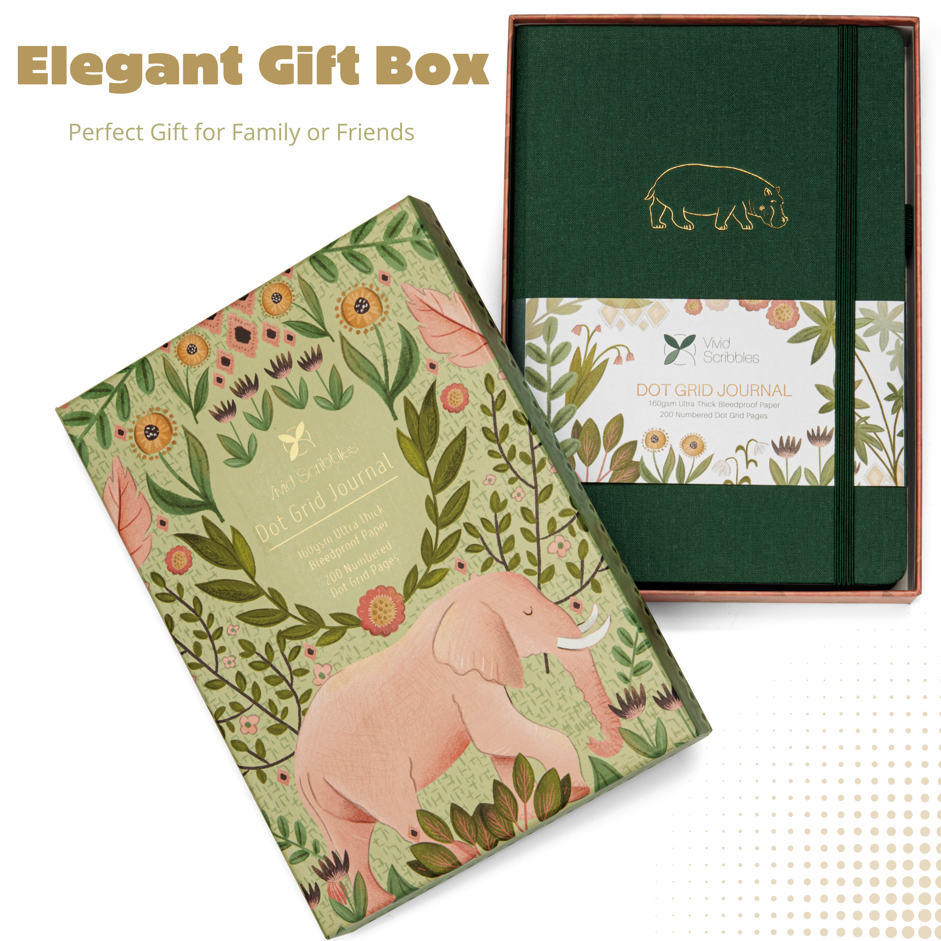 A5 Hippo Haven Luxury Dot Grid Journal