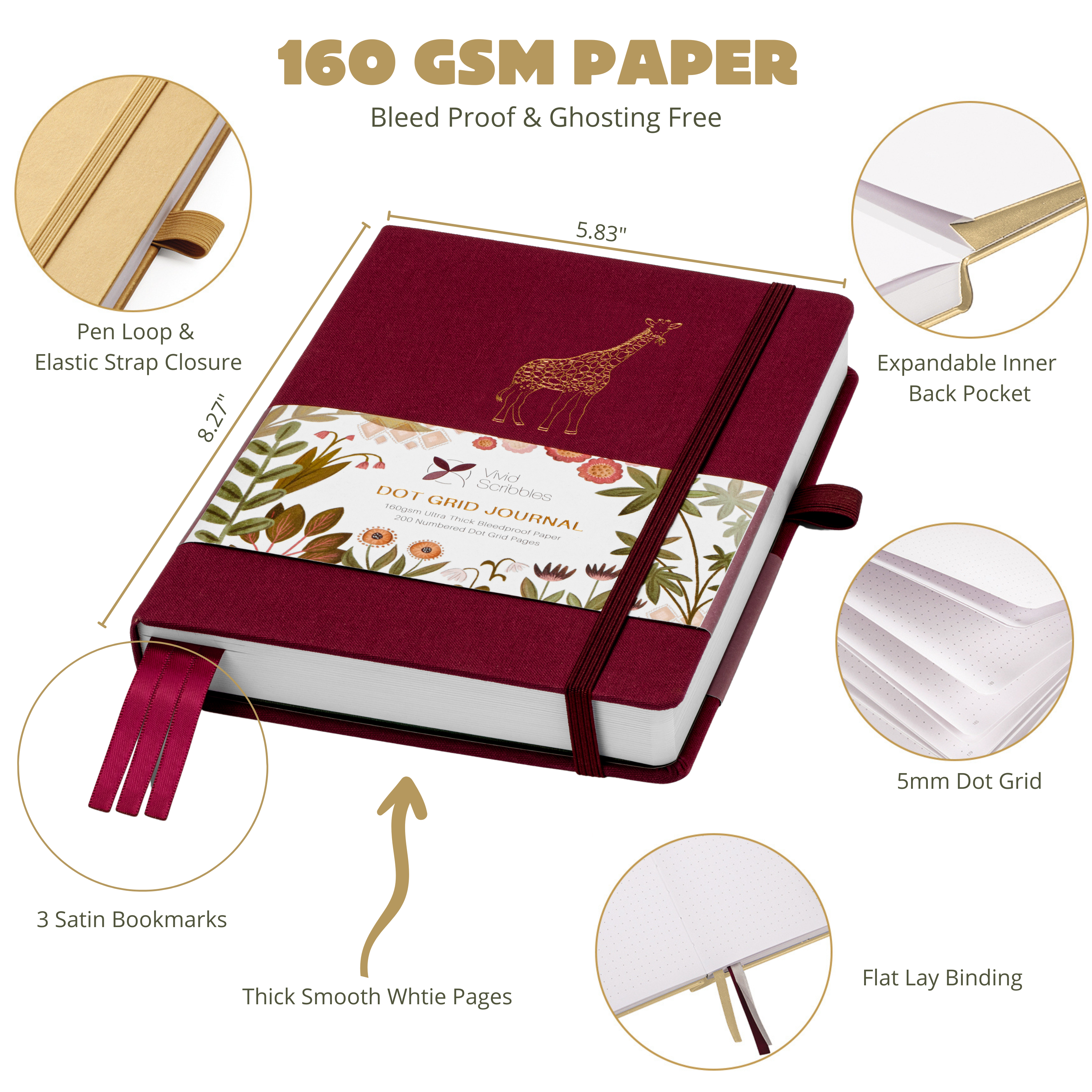 A5 Giraffe Grandeur Luxury Dot Grid Journal