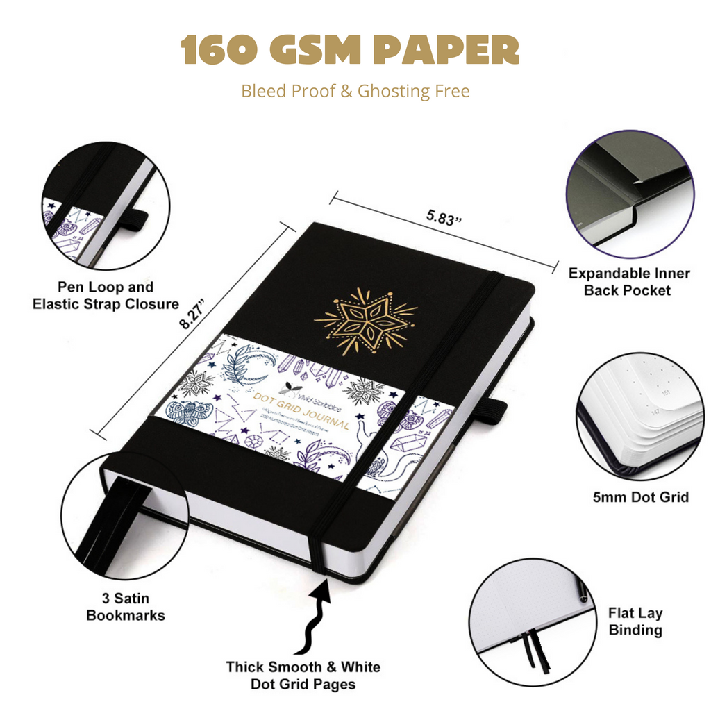 A5 Midnight Star Luxury Dot Grid Journal