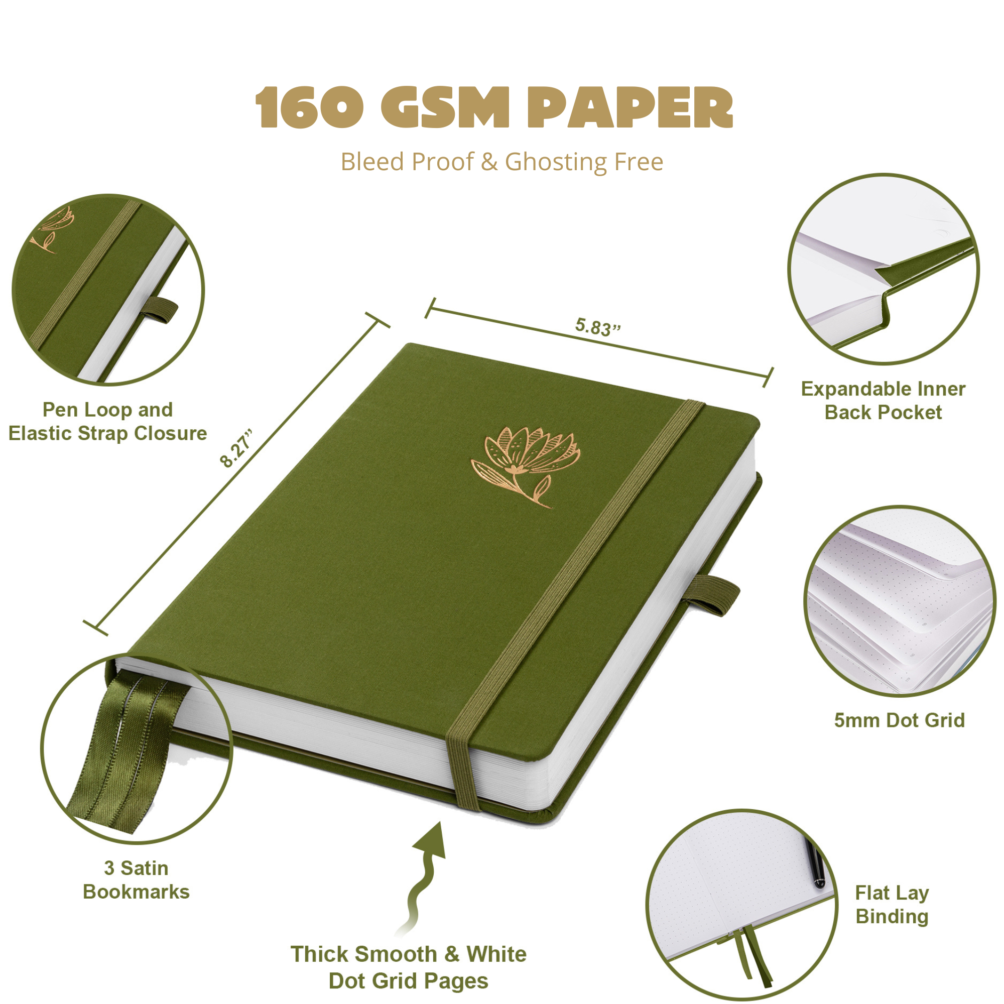 A5 Whispering Flower Luxury Dot Grid Journal