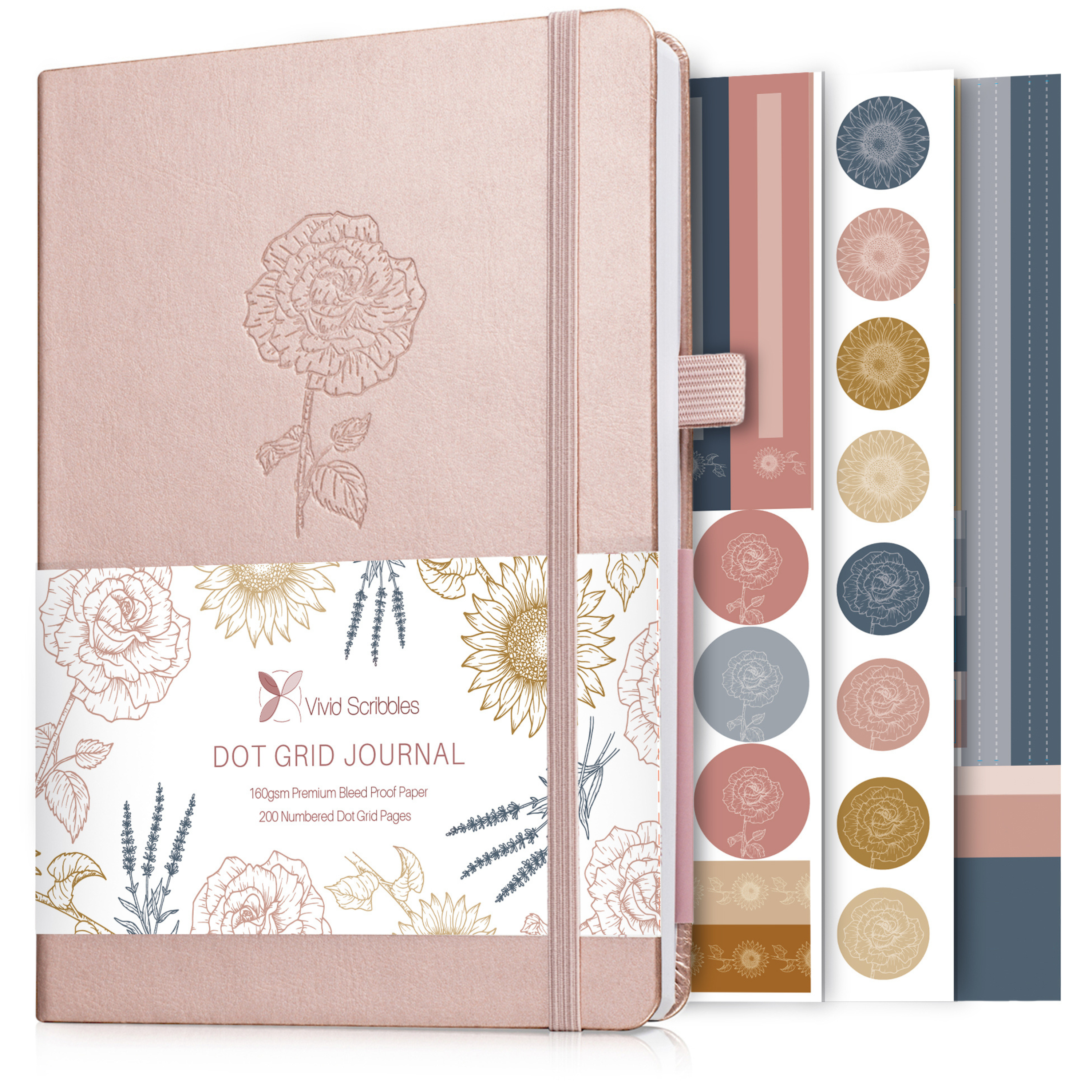 A5 Shimmering Rose Garded Dotted Journal