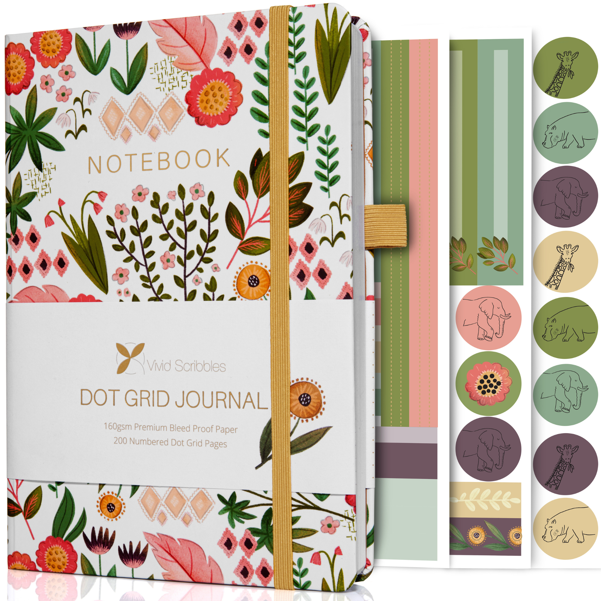 Bullet Dotted Journal Set, Hardcover Dot Grid Notebook for