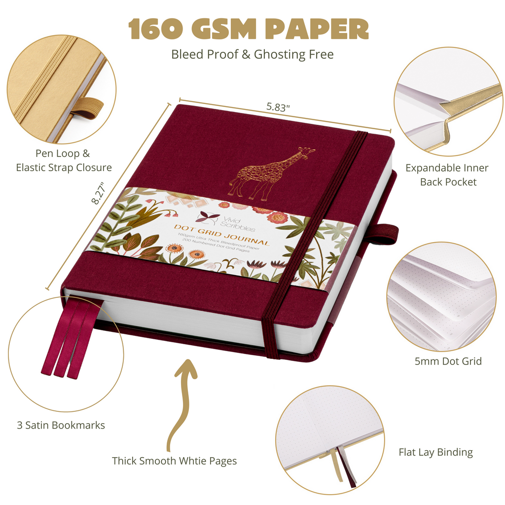 A5 Giraffe Grandeur Luxury Dot Grid Journal